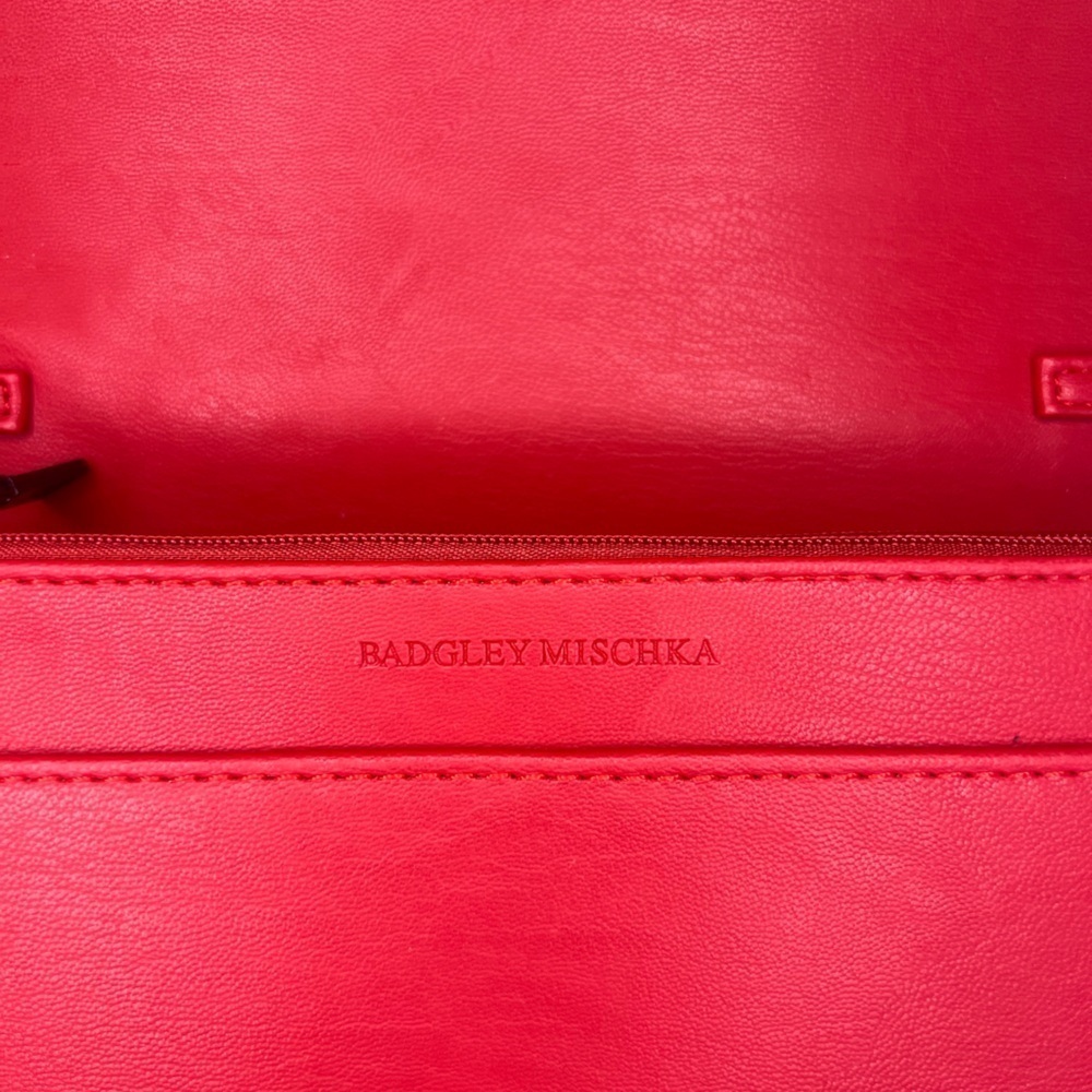Badgley Mischka Red Pleated Crossbody/Clutch - Picture 3 of 12